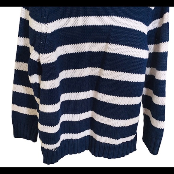 CARTERS Stripe Chunky Knit Woven Button Down Cardigan Navy Blue Boys Age 5Y - Picture 6 of 7